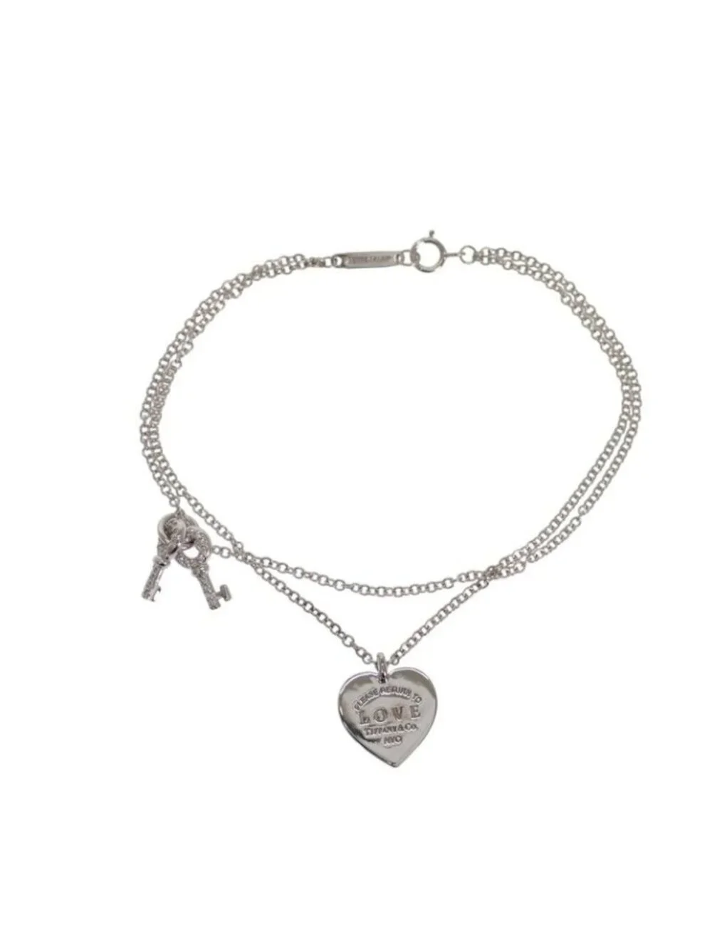 Tiffany & Co Love Heart Tag Key Return to Tiffany Bracelet 18k White Gold